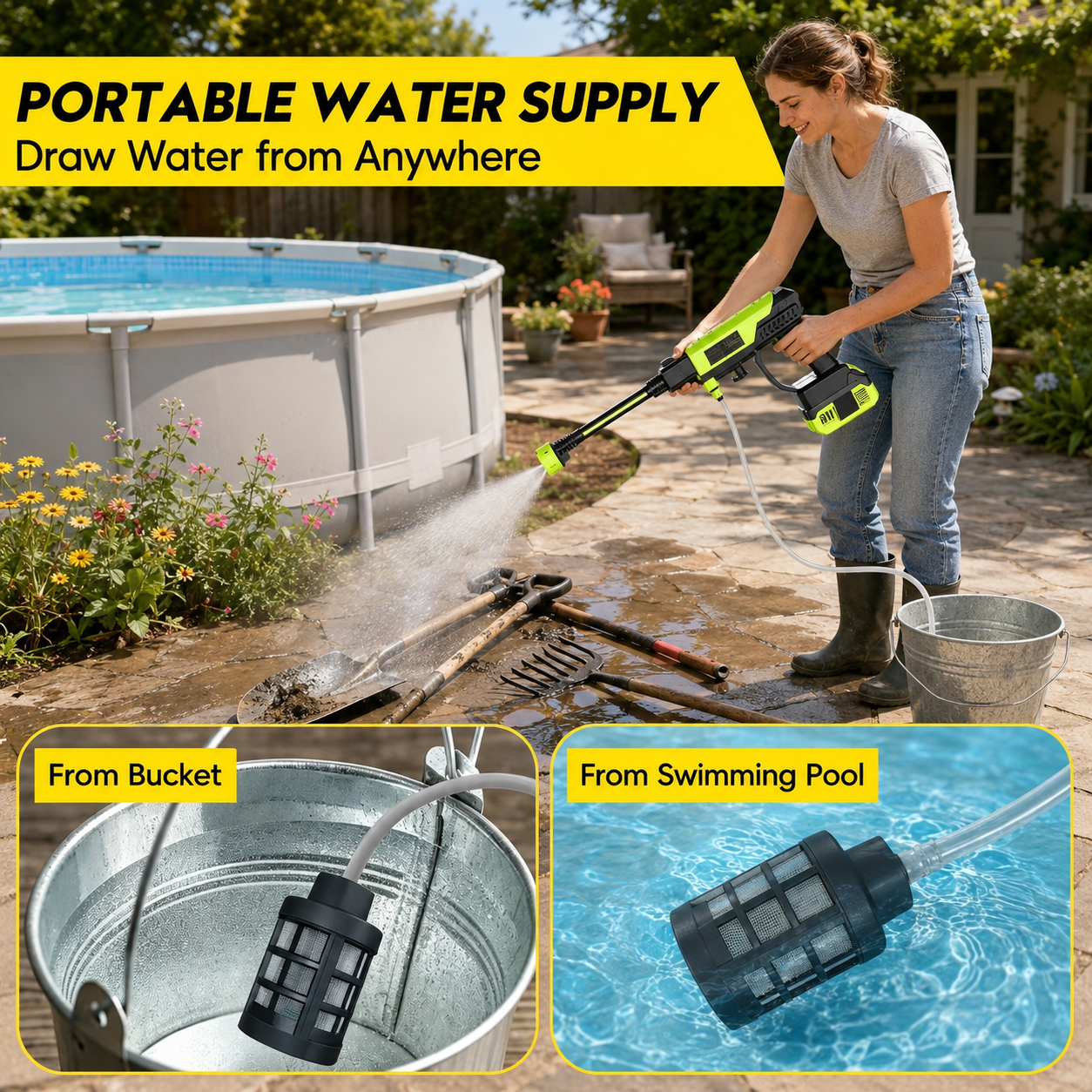 21V Cordless Power Washer + FREE Leaf Blower – 6-in-1 Clean & Dry Kit