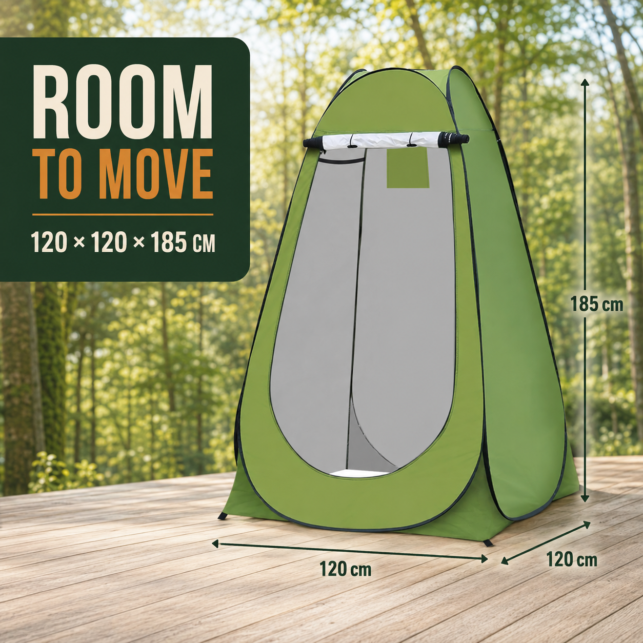 Portable Pop-Up Privacy Tent, 120 × 120 × 185 cm Outdoor Changing &amp; Shower Shelter